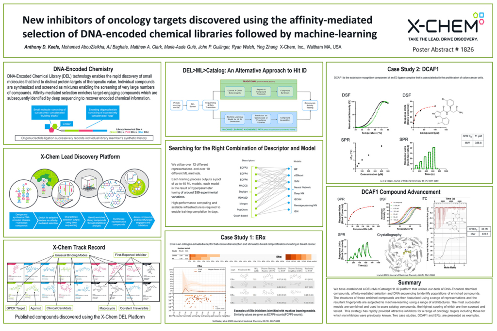 New inhibitors of oncology targets discovered using the affinity-mediated selection of DNA-encoded chemical libraries followed by machine learning